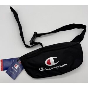 Champion Black Waist Pack Fanny Pack Belt Bag NWT Adjustable Strap Logo Unisex